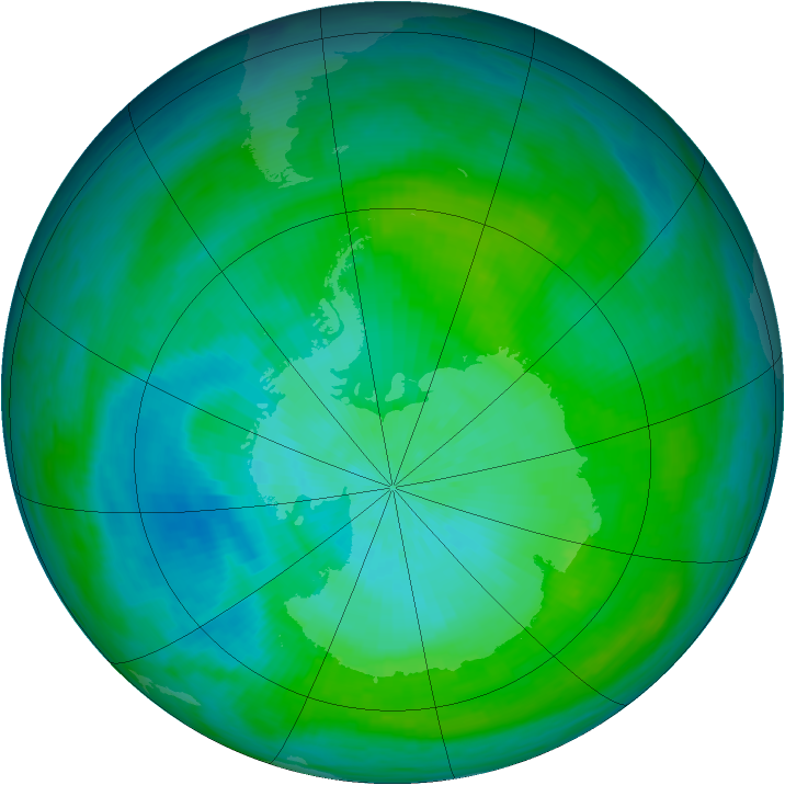 Antarctic ozone map for 18 February 1983